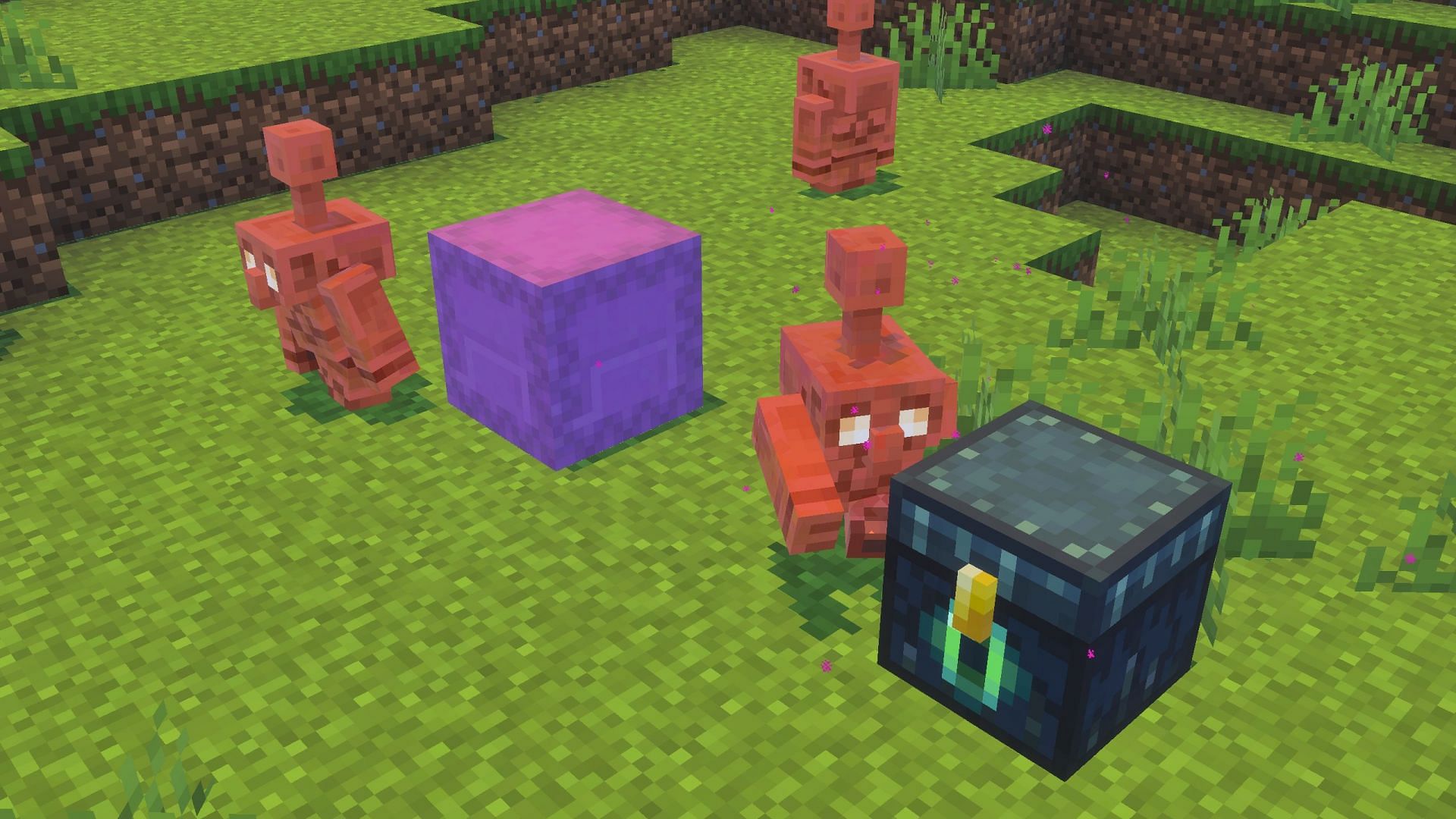 Copper golems can only interact with copper and regular chests (Image via Sportskeeda Gaming || Mojang Studios)